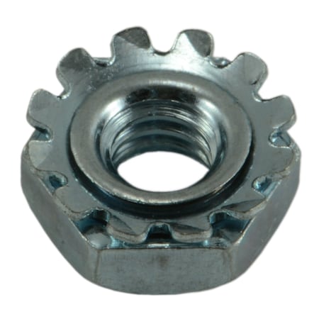 External Tooth Lock Washer Lock Nut, #8-32, Steel, Grade 2, Zinc Plated, 100 PK